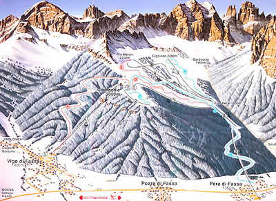 Mappa piste sci Catinaccio-Vajolet